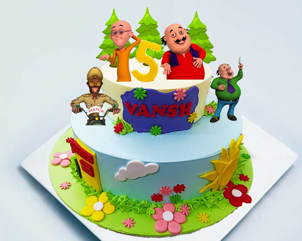 Motu Patlu Birthday Cake - 2 tier